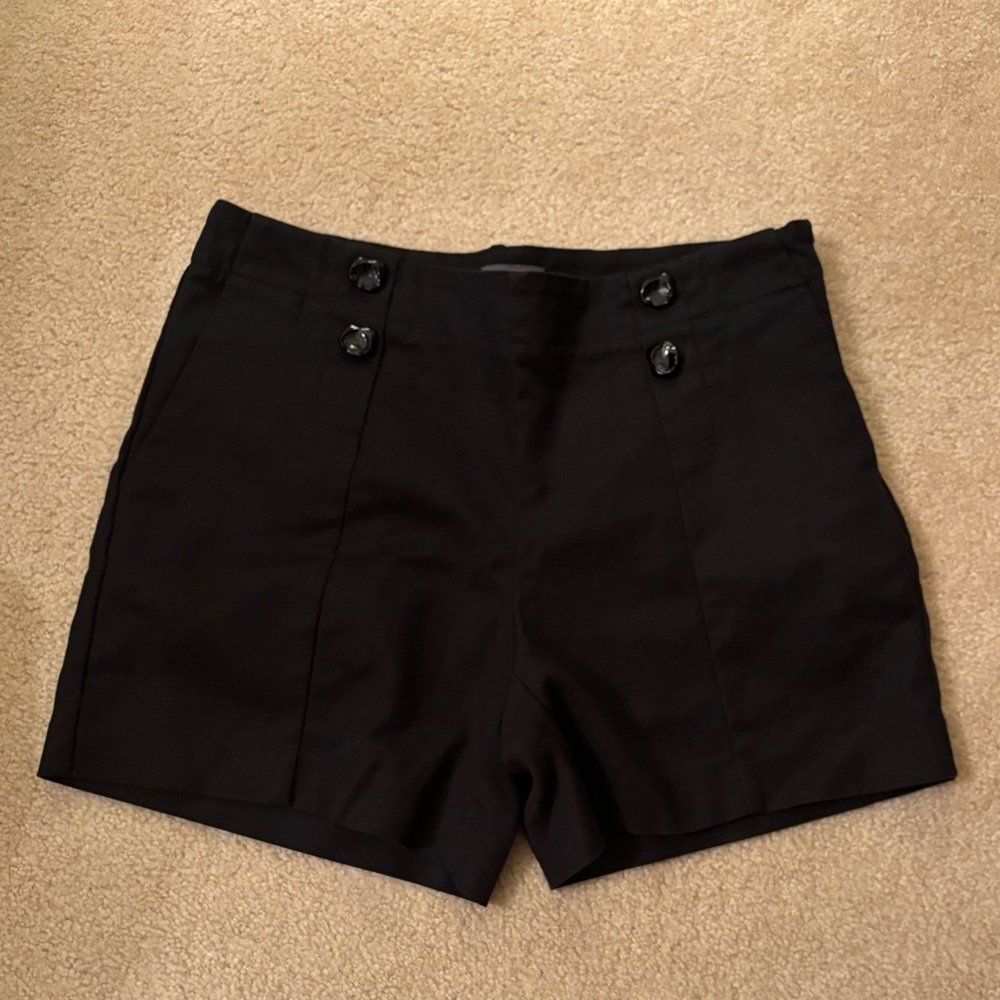 Women's High Waisted Black Shorts with Buttons